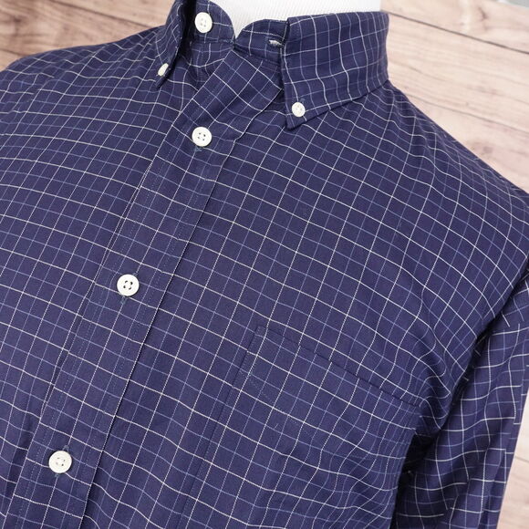 DANIEL CREMIEUX CLASSICS CLASSIC FIT BLUE CHECK BUTTON UP SHIRT MENS XL - Picture 2 of 6